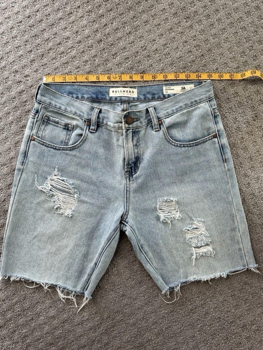 Bullhead Light Wash Distressed Jean Shorts - Pale Blue